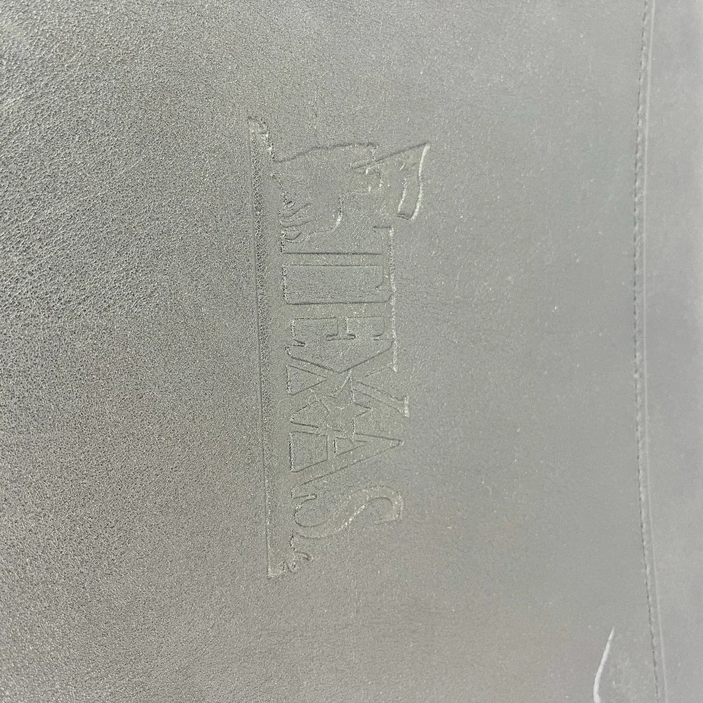 VTG Black Texas Embossed Leather Portfolio 8.5x11 Pad Folder Organizer Notebook